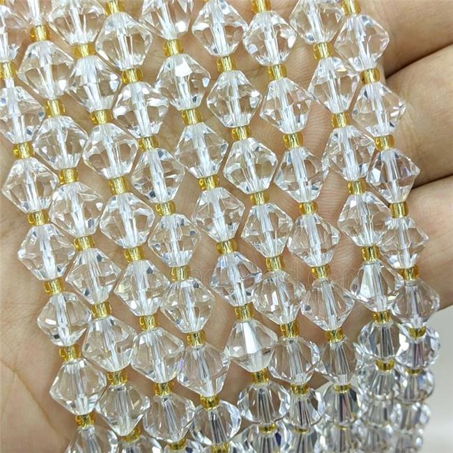 Natural Clear Quartz Bicone Beads