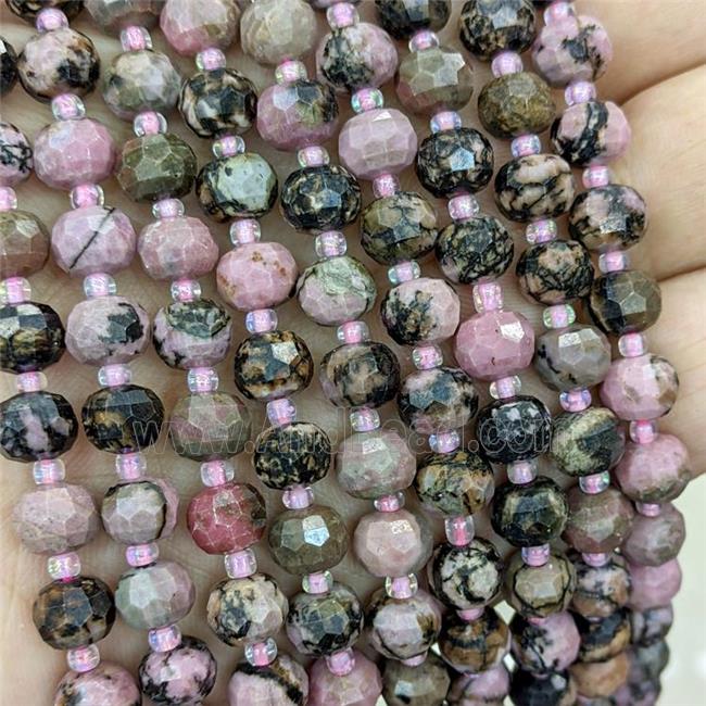 Natural Chinese Rhodonite Beads Faceted Rondelle