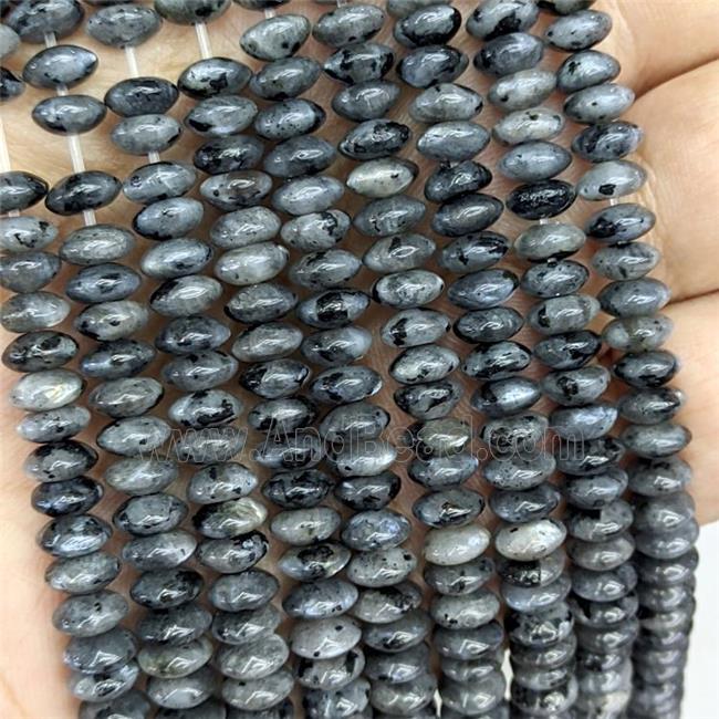 Natural Black Labradorite Beads Smooth Rondelle Larvikite