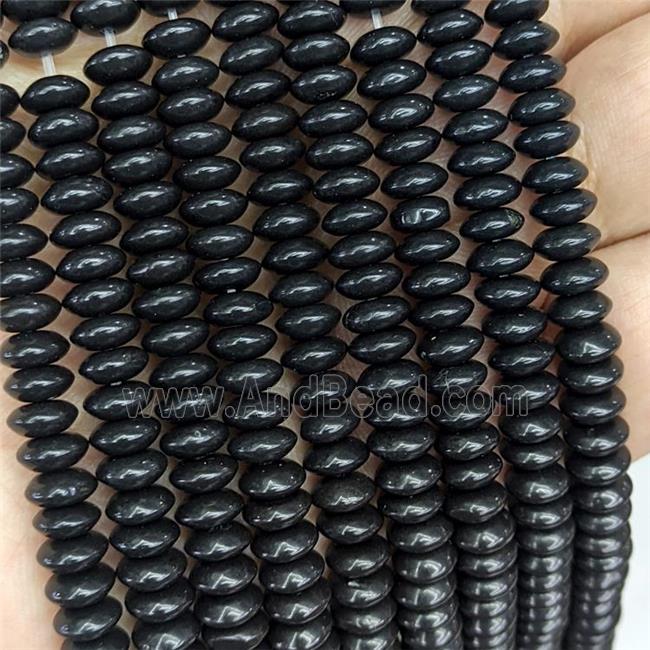 Natural Black Jasper Beads Smooth Rondelle