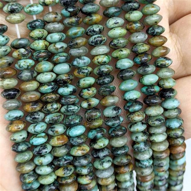 Natural Green African Turquoise Beads Smooth Rondelle