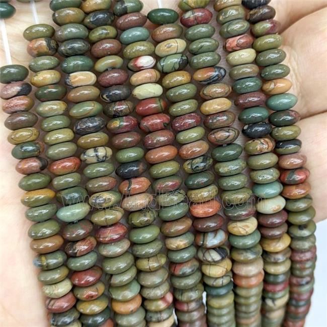 Natural Picasso Jasper Beads Smooth Rondelle Multicolor