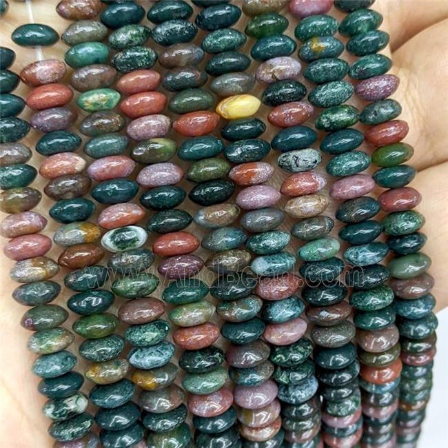 Natural Indian Agate Beads Smooth Rondelle Multicolor