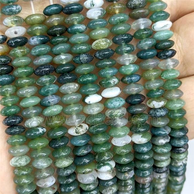 Natural Green Moss Agate Beads Smooth Rondelle