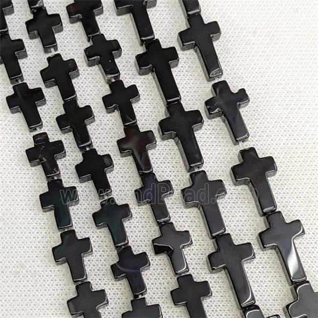 Natural Black Onyx Agate Cross Beads