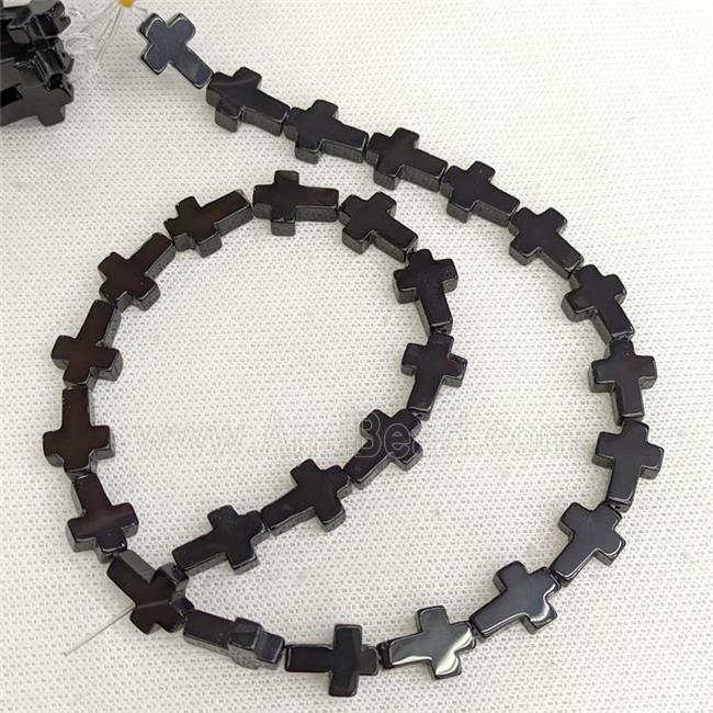 Natural Black Onyx Agate Cross Beads