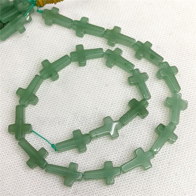 Natural Green Aventurine Cross Beads