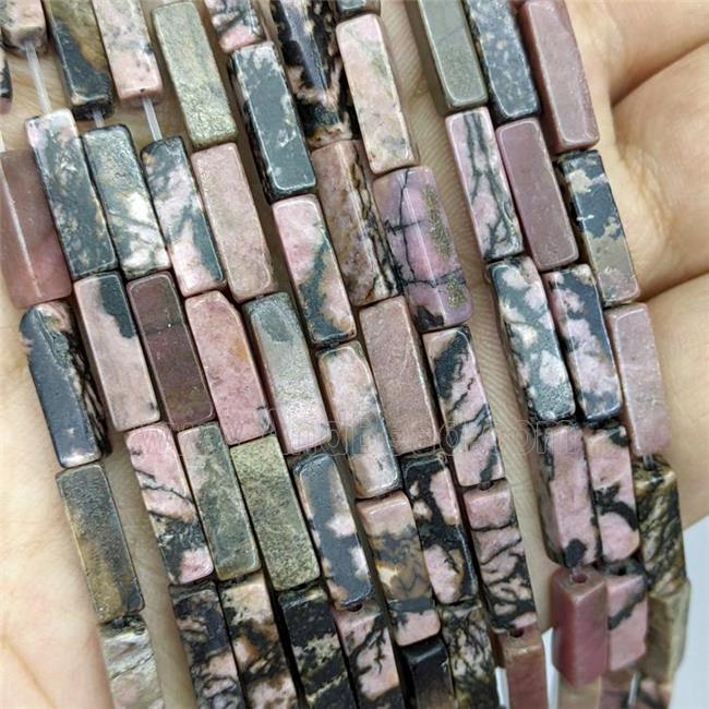 Natural Chinese Rhodonite Beads Cuboid Pink