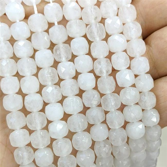 Natural Jade Cube Beads White Dye