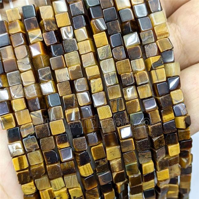 Natural Tiger Eye Stone Cube Beads