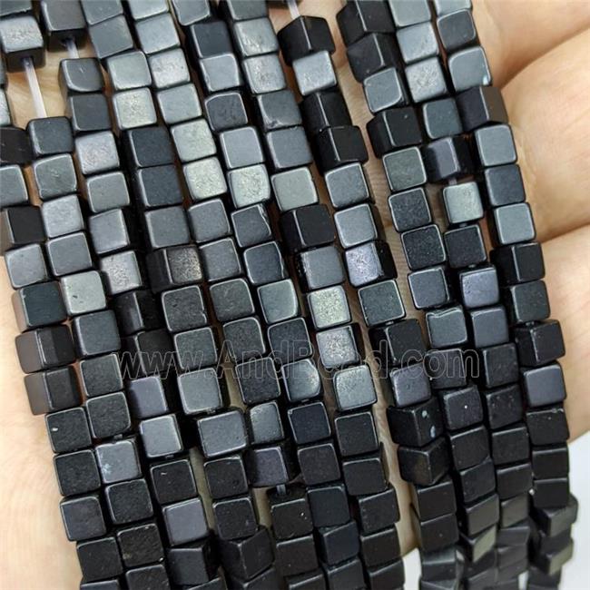 Natural Black Jasper Cube Beads