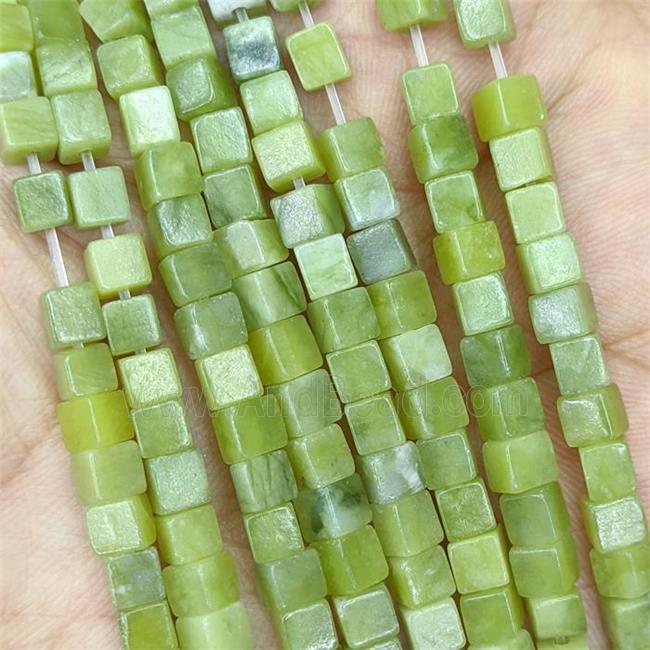 Chinese Green Jadeite Cube Beads