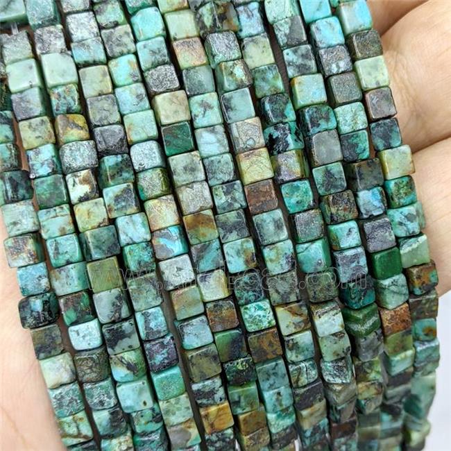 Natural African Turquoise Cube Beads Green