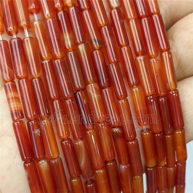 Natural Agate Tube Beads Red Dye