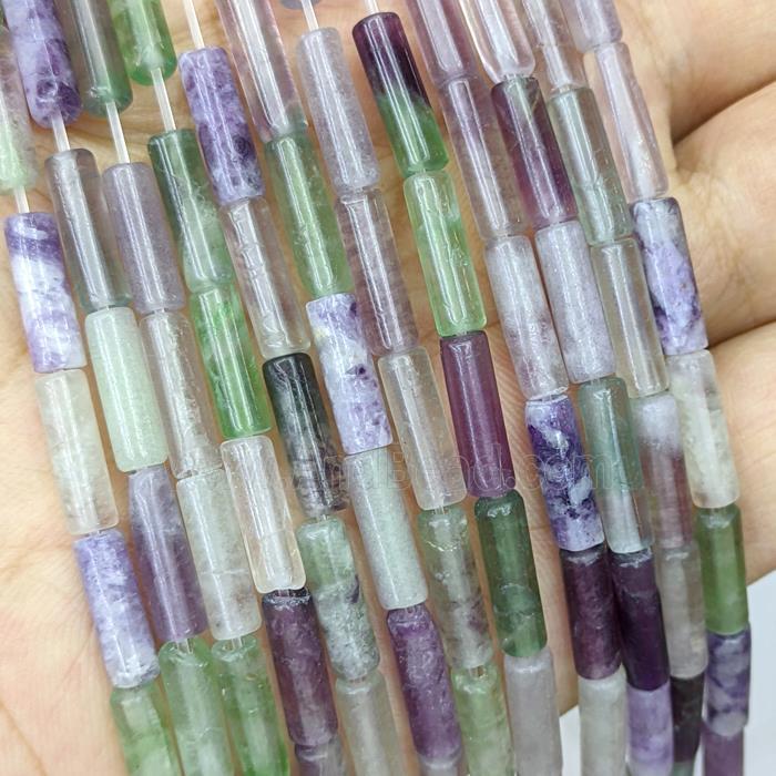 Natural Fluorite Tube Beads Multicolor
