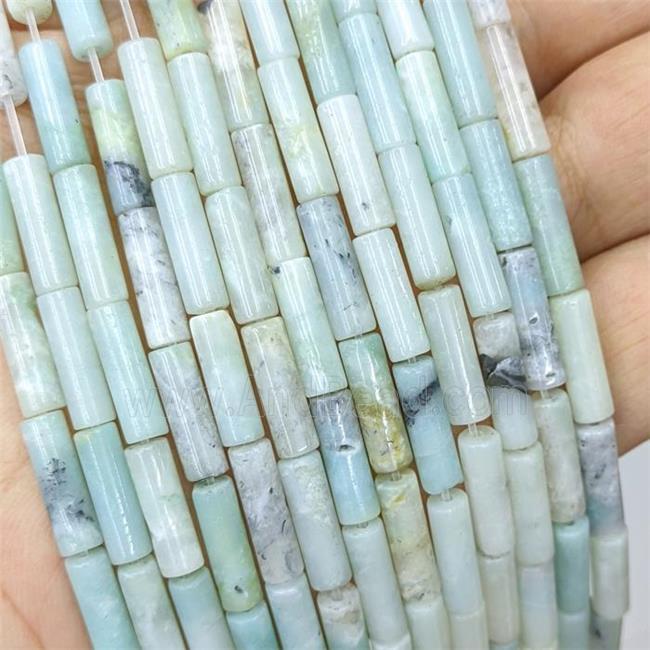 Natural Chinese Amazonite Tube Beads Blue Column