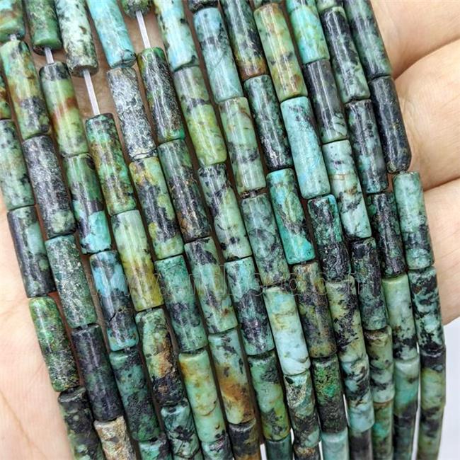 Natural African Turquoise Tube Beads Green