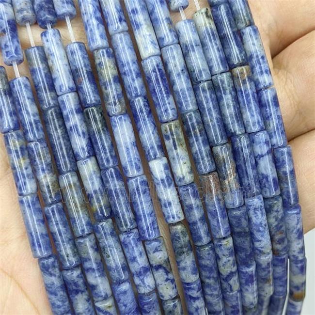 Natural Blue Dalmatian Jasper Tube Beads
