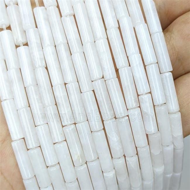 White Jade Tube Beads