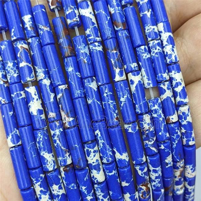 Blue Synthetic Imperial Jasper Tube Beads