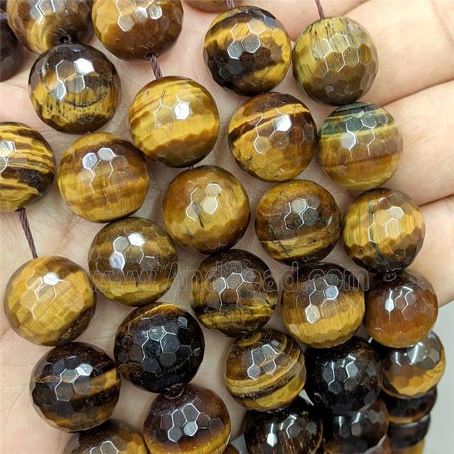 Natural Tiger Eye Stone Beads Faceted Round