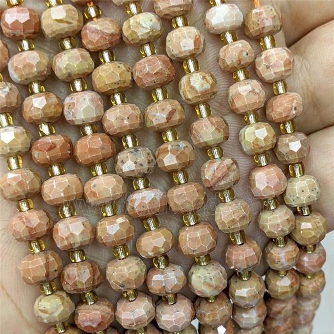 Natural Peach Jasper Beads Faceted Rondelle