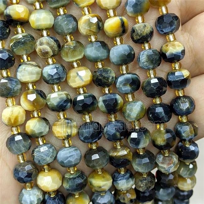 Natural Fancy Tiger Eye Stone Beads Faceted Rondelle