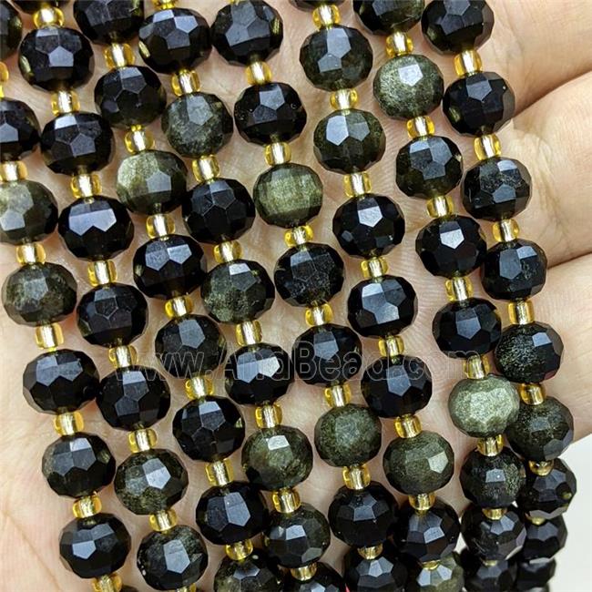 Natural Golden Obsidian Beads Faceted Rondelle