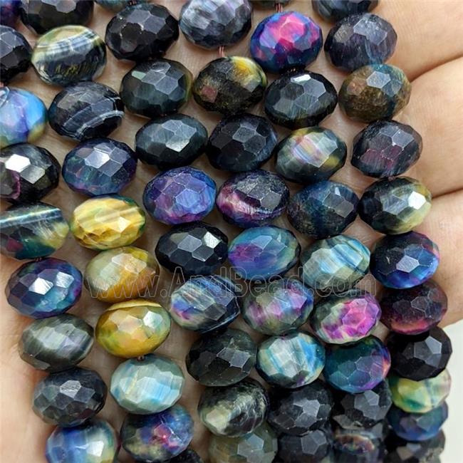 Natural Tiger Eye Stone Beads Faceted Rondelle Multicolor Dye