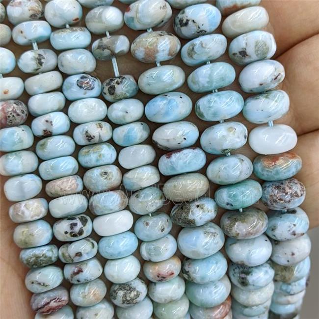 Natural Larimar Beads B-Grade Smooth Rondelle