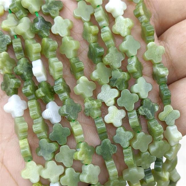 Natural Chinese Jadeite Clover Beads Green