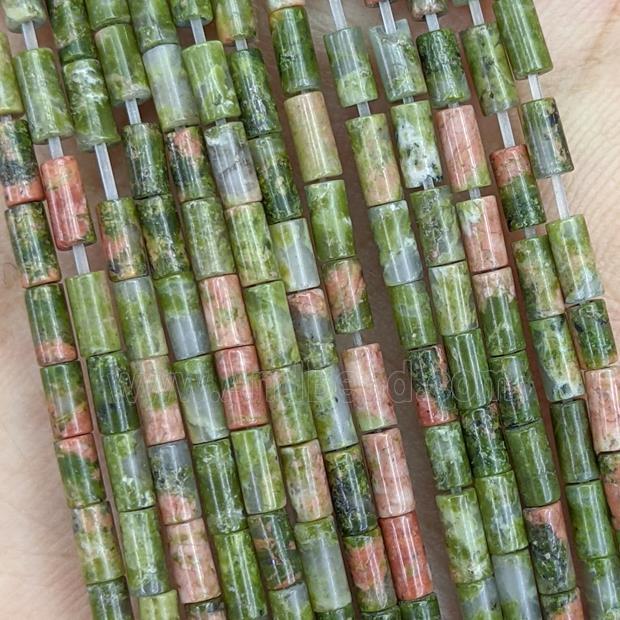 Natural Unakite Tube Beads