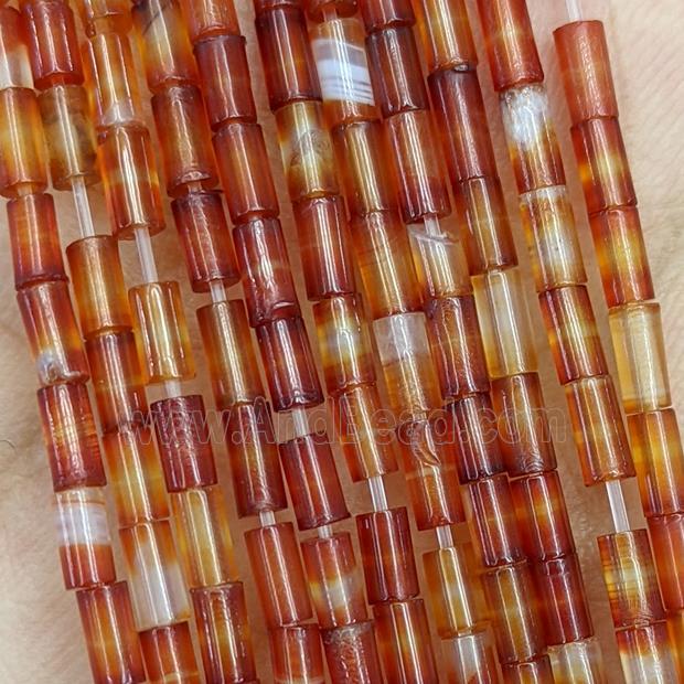 Natural Red Agate Tube Beads