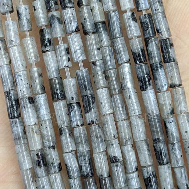 Natural Black Larvikite Tube Beads Labradorite