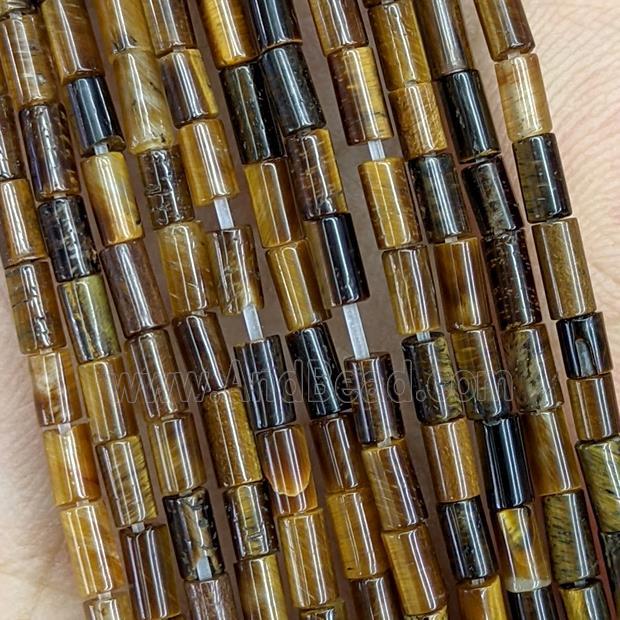 Natural Tiger Eye Stone Tube Beads