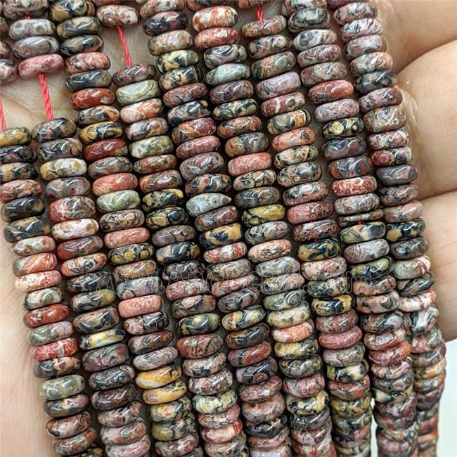 Natural Leopardskin Jasper Heishi Beads Multicolor