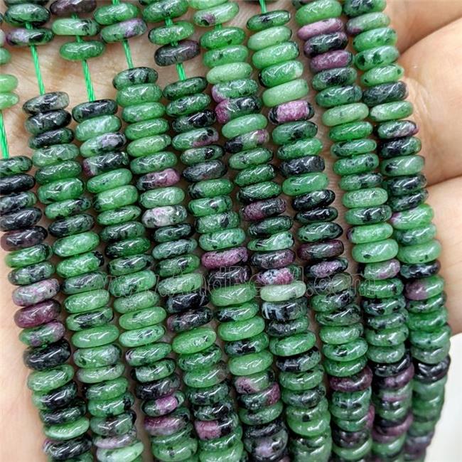 Natural Ruby In Zoisite Heishi Beads Green