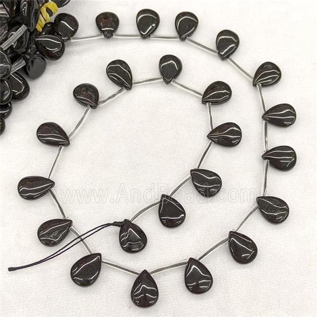 Natural Black Tourmaline Teardrop Beads Topdrilled