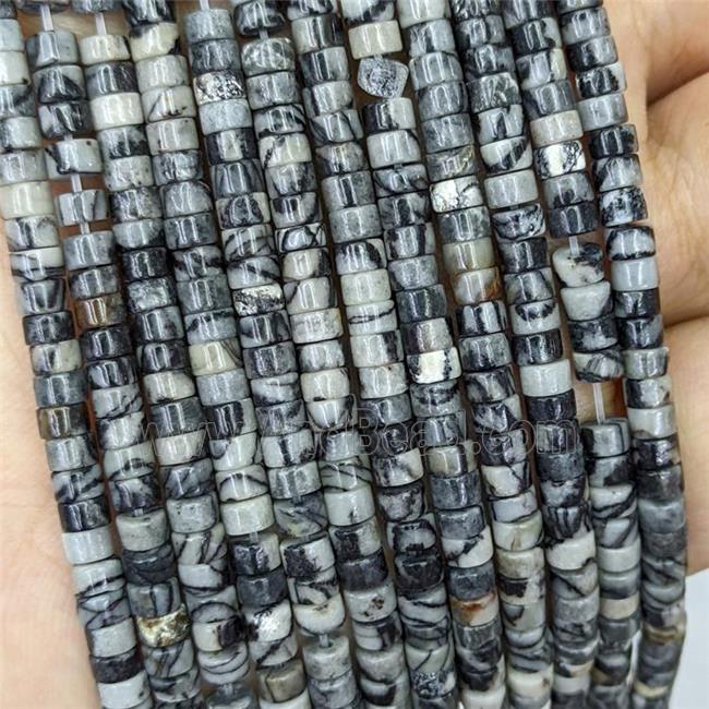 Natural Black Silk Jasper Heishi Beads