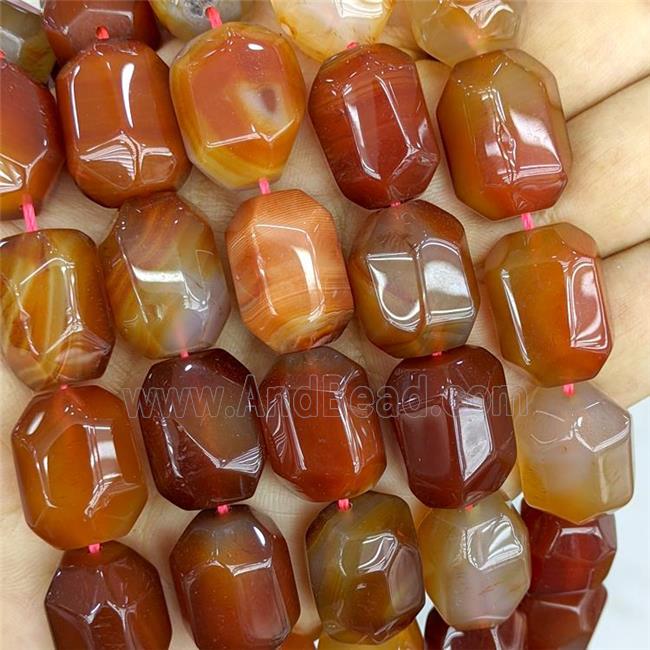 Natural Red Agate Column Beads Faceted