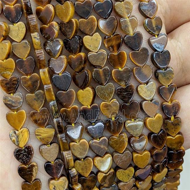 Natural Tiger Eye Stone Heart Beads