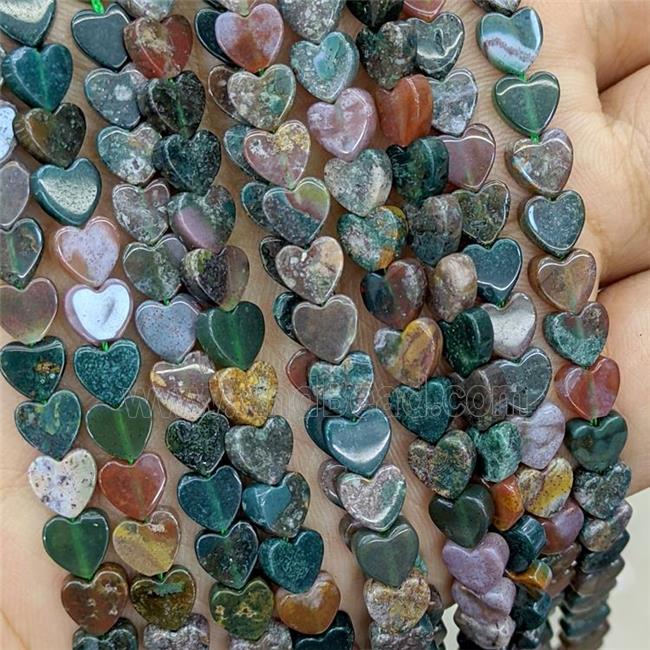 Natural Indian Agate Heart Beads Multicolor