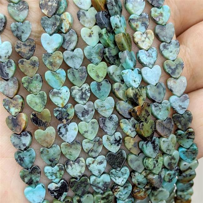 Natural African Turquoise Heart Beads Green
