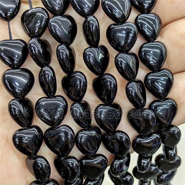 Natural Black Jasper Heart Beads