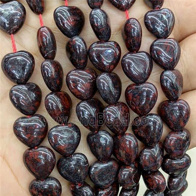 Natural Poppy Jasper Heart Beads