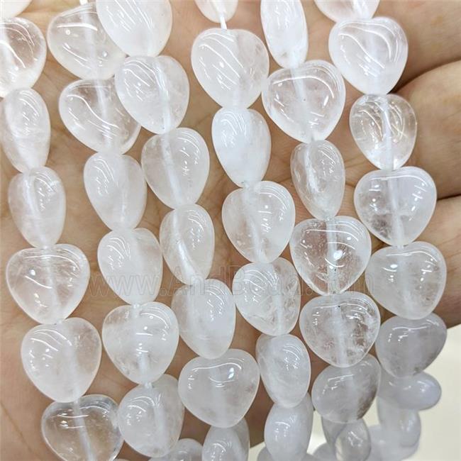 Natural Clear Angola Quartz Heart Beads