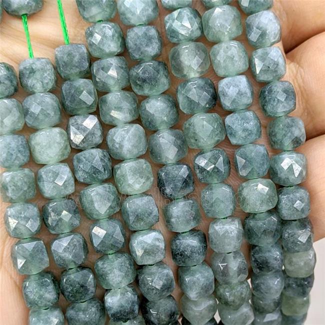 Jade Beads Dye Faceted Cube Green