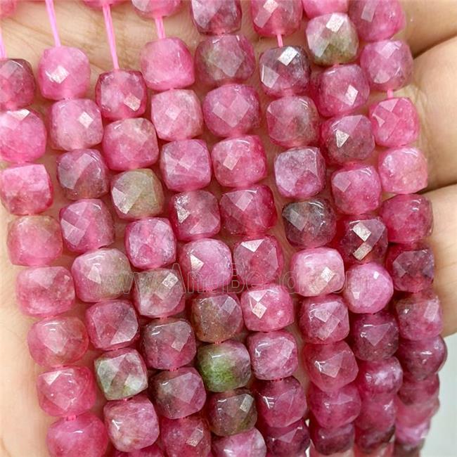 Red Jade Beads Dye Faceted Cube