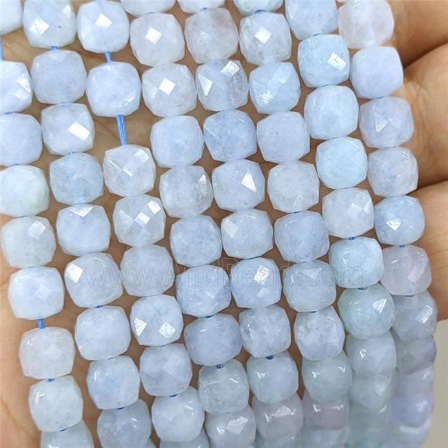Lt.blue Jade Beads Dye Faceted Cube