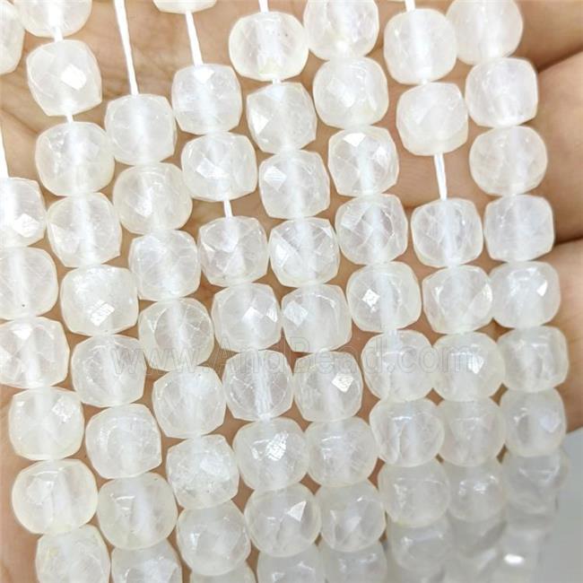 White Jade Beads Dye Faceted Cube